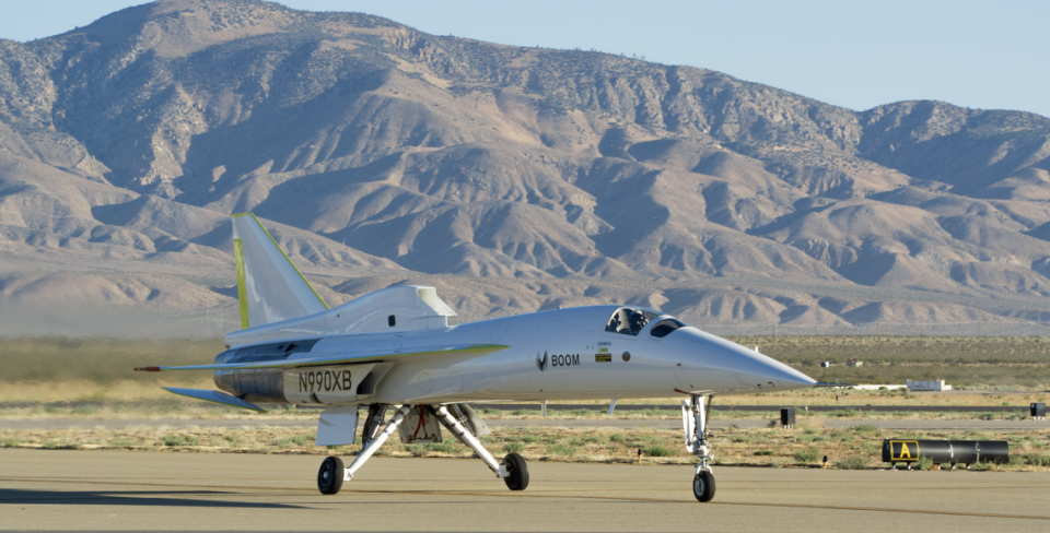 Boom Supersonic’s XB-1 testing aircraft at the Mojava Air and Space Port in California.