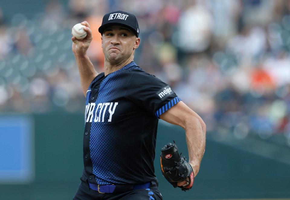 Jack Flaherty of the Detroit Tigers pitches against the Chicago White Sox during the second inning at Comerica Park in Detroit on Friday, June 21, 2024.