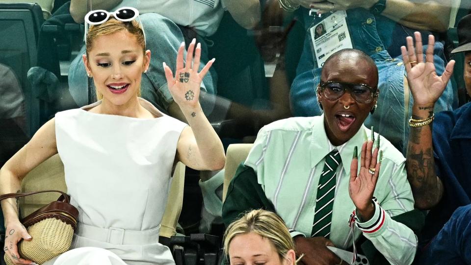 Ariana Grande, left, and British actress and singer Cynthia Erivo