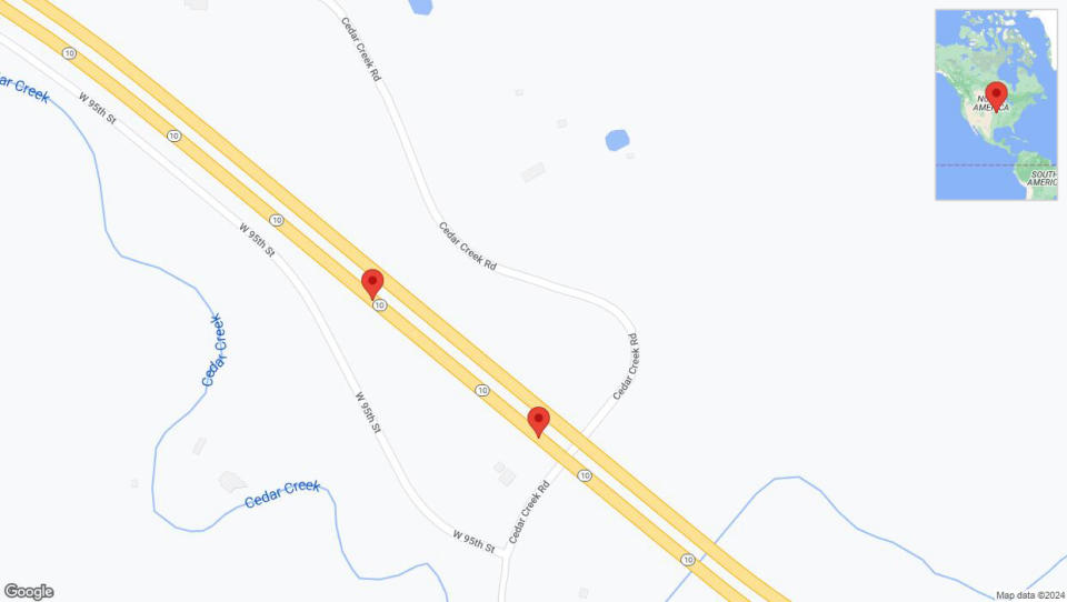 A detailed map that shows the affected road due to 'Broken down vehicle on eastbound K-10 in De Soto' on July 29th at 6:17 p.m.