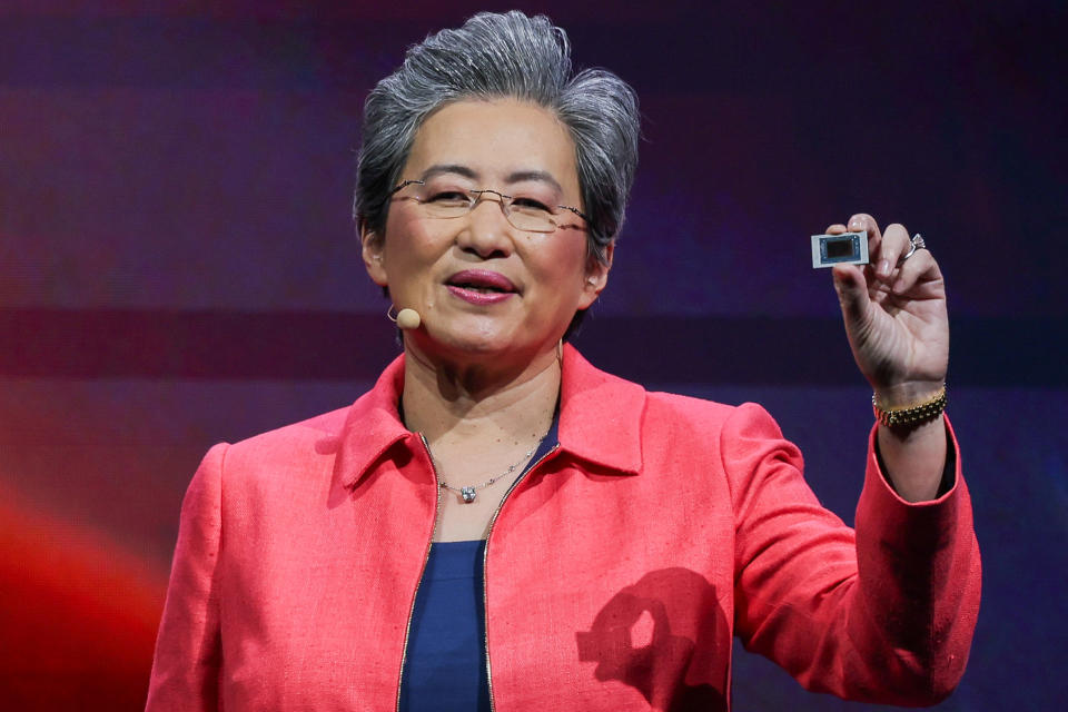 AMD CEO Lisa Su makes the opening speech at COMPUTEX forum in Taipei, Taiwan June 3, 2024. REUTERS/Ann Wang