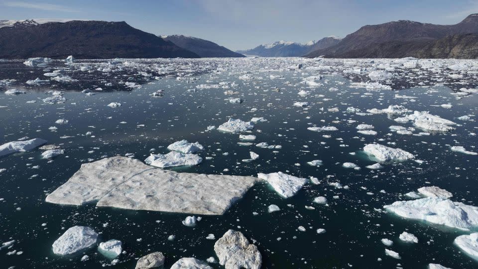 Icebergs drifting along the Scoresby Sound Fjord, in East Greenland. - Olivier Marin/AFP/Getty Images