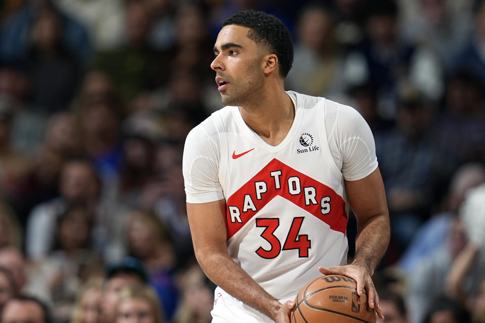 An NBA investigation found that Jontay Porter purposely limited his participation in a March game to specifically to influence the outcome of one or more bets on his performance. (AP Photo/David Zalubowski, File)