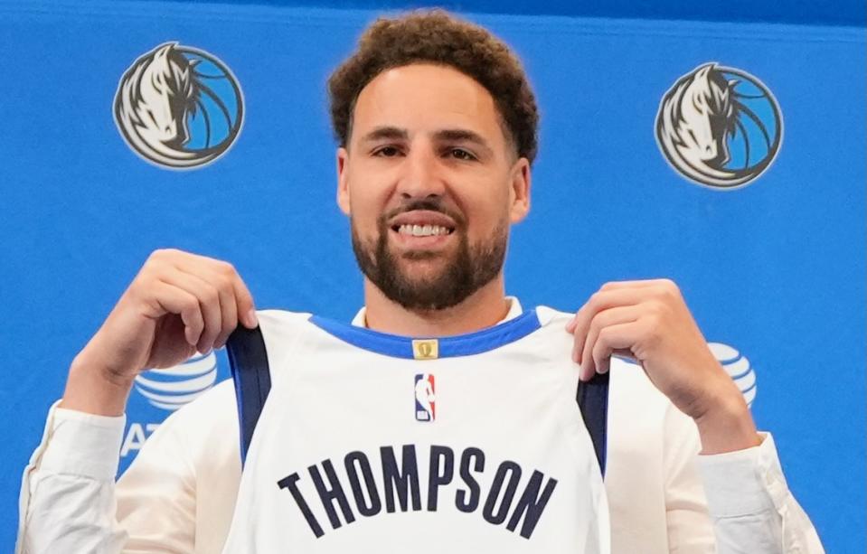 Klay Thompson is officially a Dallas Maverick. (AP Photo/Tony Gutierrez)