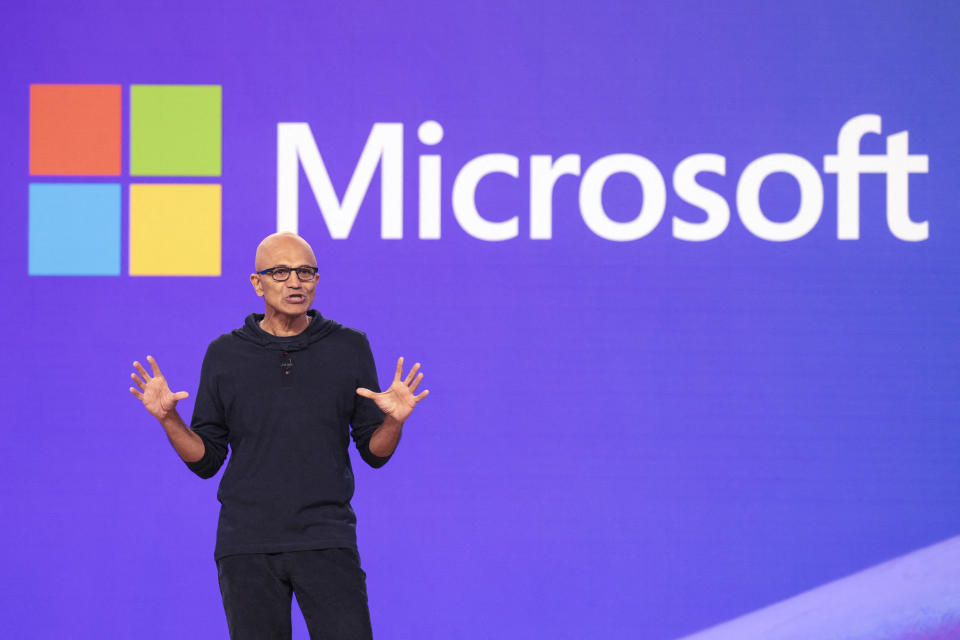 Microsoft CEO Satya Nadella speaks during the Microsoft Build conference at Seattle Convention Center Summit Building in Redmond, Washington, on May 21, 2024. (Photo by Jason Redmond / AFP) (Photo by JASON REDMOND/AFP via Getty Images)