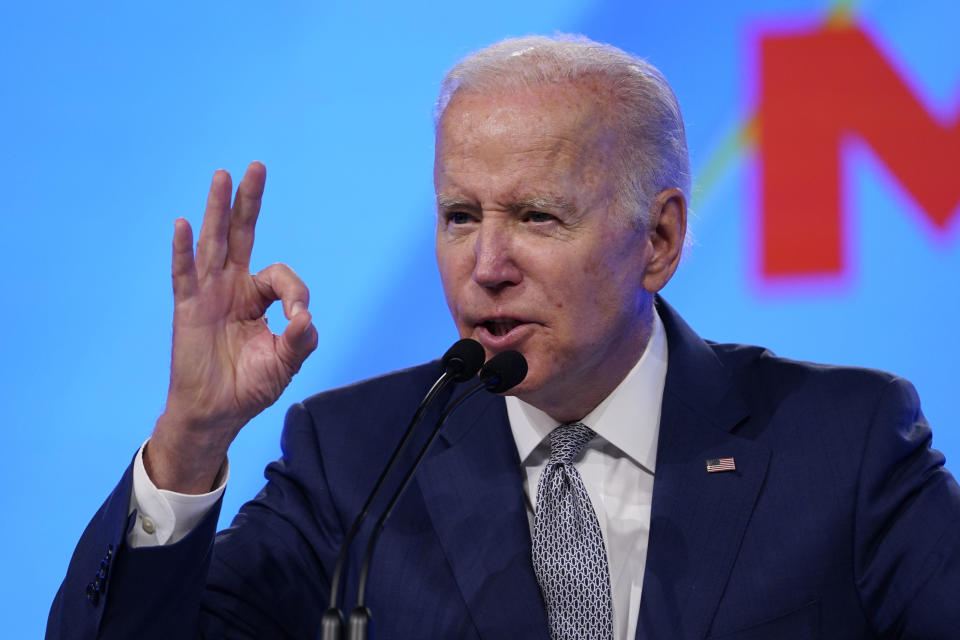 If Biden makes it to January without a downturn, he’ll be the first recession-free first-term president since Bill Clinton in the 1990s. (AP Photo/Susan Walsh)