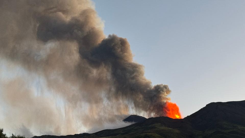 Mount Etna volcano eruption on July 5, 2024, in Sicily.