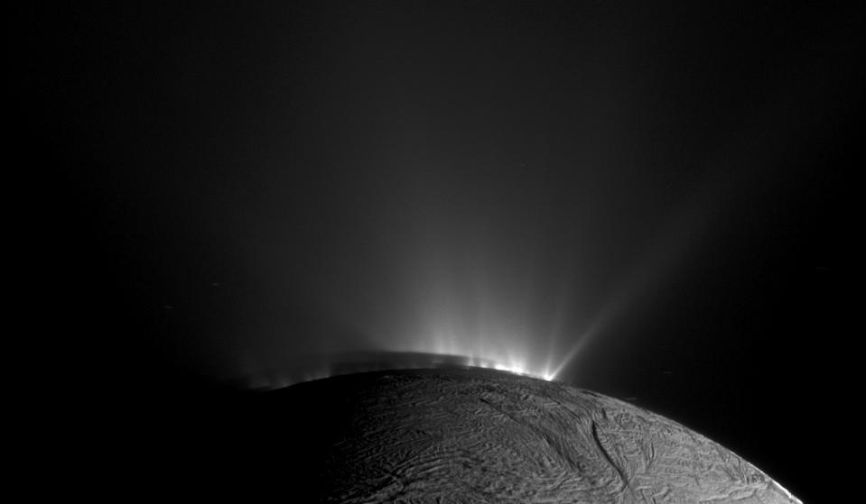 A grey sphere against a black background. Bright white light is seen at its edge