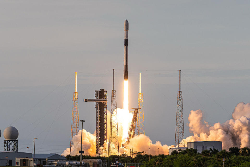 A SpaceX Falcon 9 rocket thunders away from pad 40 at the Cape Canaveral Space Force Station, boosting Turkey's first domestically produced communications satellite into orbit. / Credit: Michael Cain/Spaceflight Now