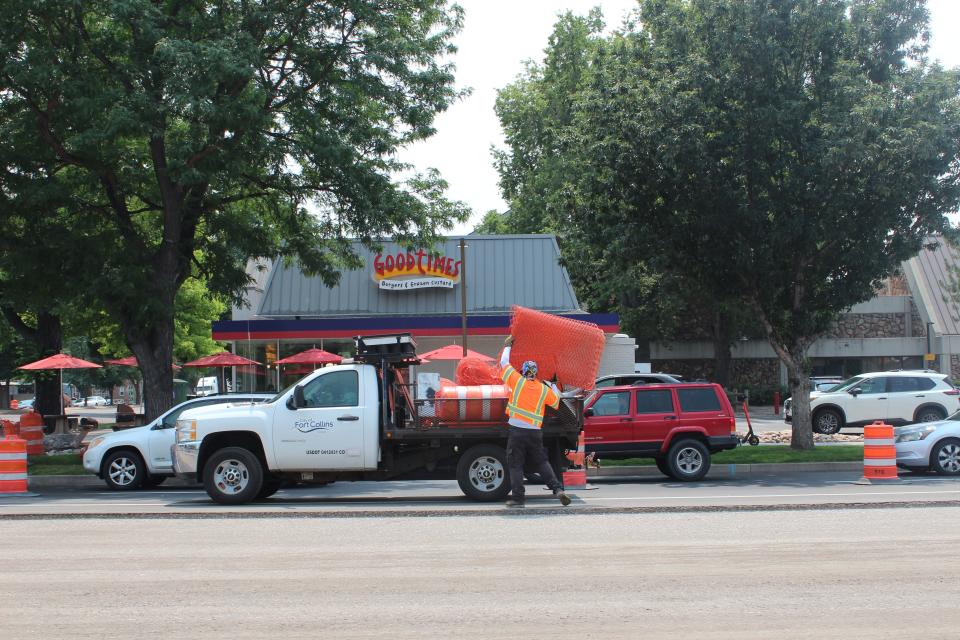 Construction continues at the Mulberry Street and College Avenue intersection on Monday, July 22, 2024.