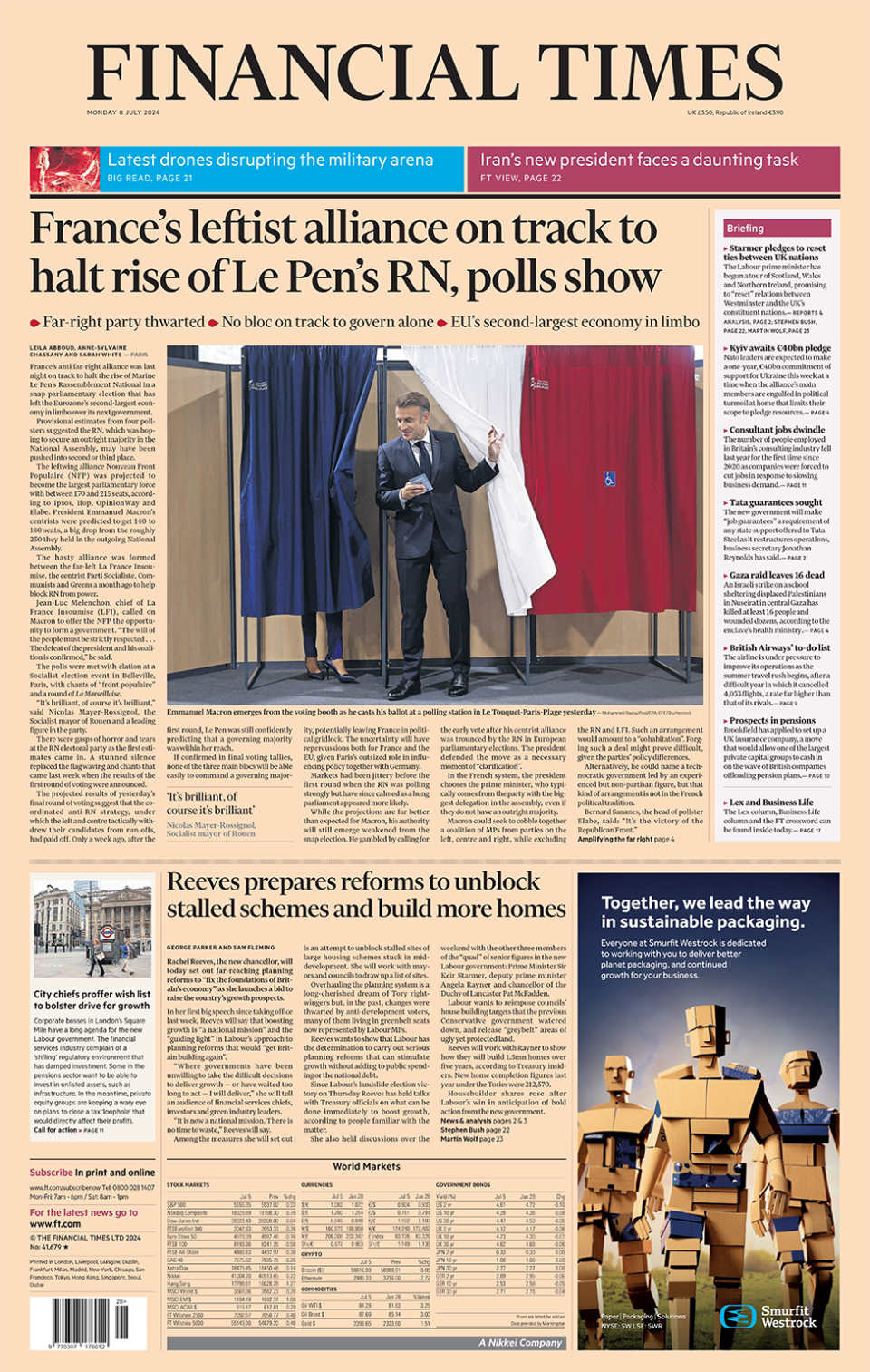 Front page of the Financial Times