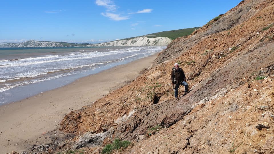 Jeremy Lockwood at the excavation site on Compton Bay on the Isle of Wight - University of Portsmouth