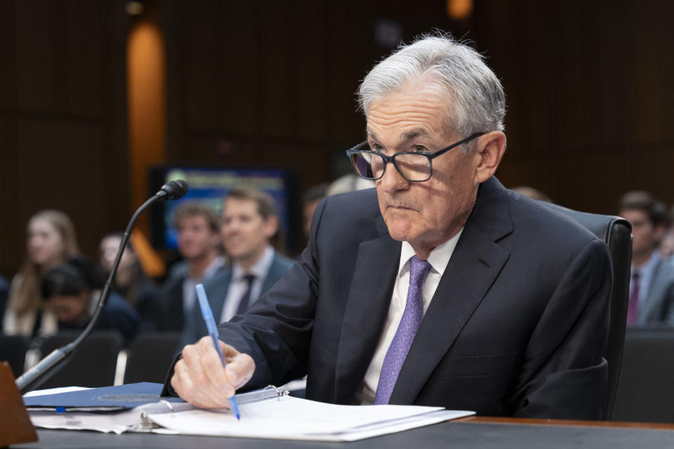 US Federal Reserve Chair Jerome Powell testifies before the Senate Banking, Housing, and Urban Affairs Hearings to examine the Semiannual Monetary Policy Report to Congress at Capitol Hill in Washington, DC, on July 9, 2024. (Photo by Chris Kleponis / AFP) (Photo by CHRIS KLEPONIS/AFP via Getty Images)