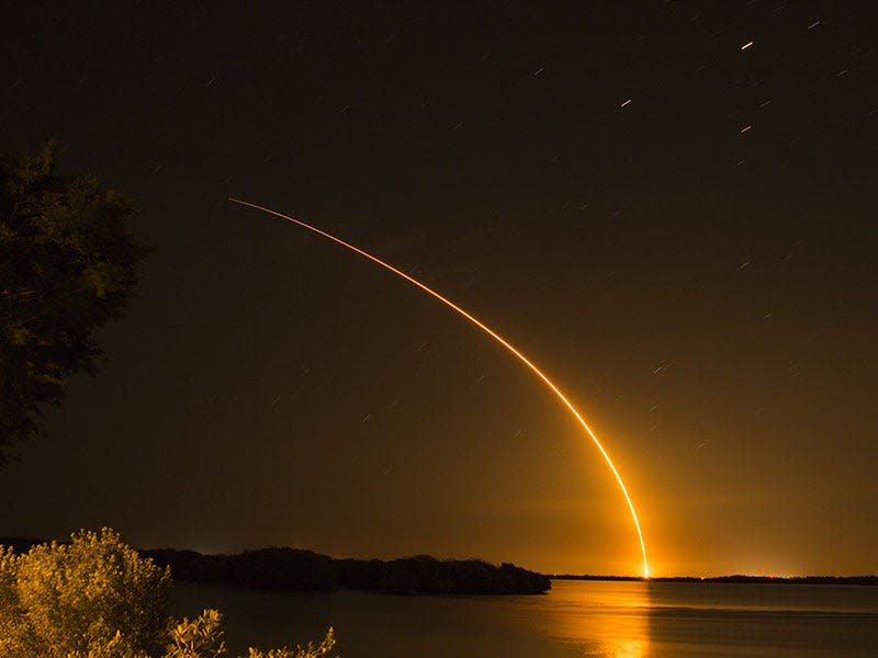 In May 2016, Jesse Paquin took an amazing photo of a Friday morning SpaceX Falcon 9 rocket launch, watching from Rose Bay in Port Orange, Florida.