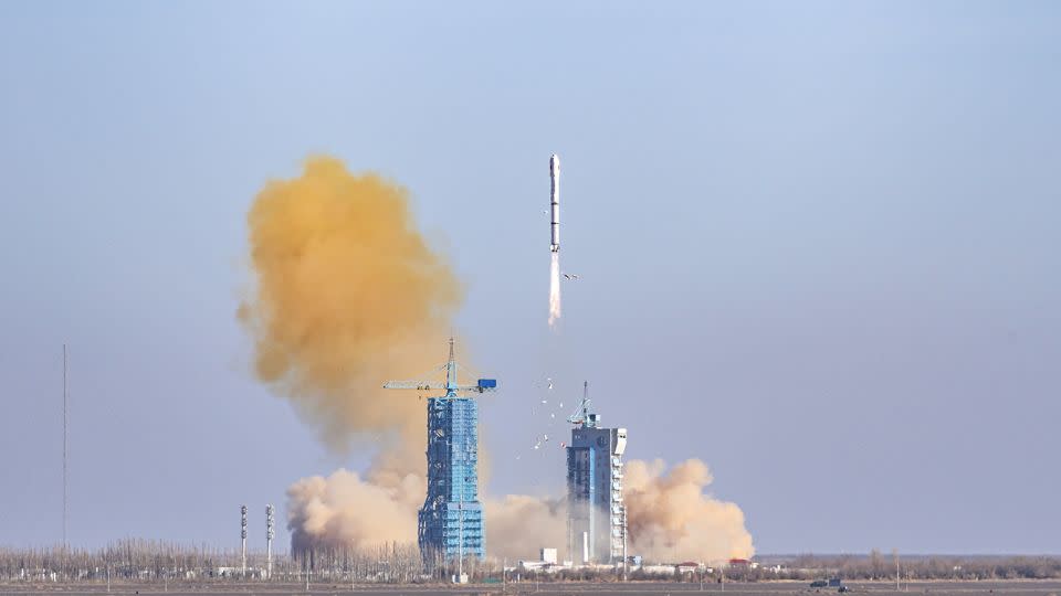 A Long March 2C carrier rocket carrying three satellites, including Egypt's remote-sensing satellite MISRSAT-2, blasts off from the Jiuquan Satellite Launch Center in the Inner Mongolia Autonomous Region of China on December 4, 2023. The MISRSAT-2 was jointly-developed by China and Egypt. - VCG/Getty Images