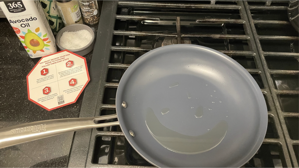 Frying Pan with oil on stove