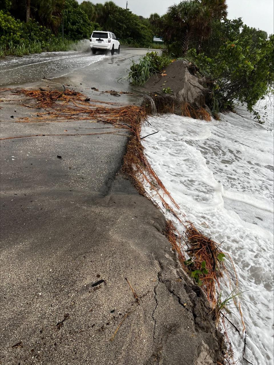 Sarasota County closes the road leading into Caspersen Beach due to erosion.