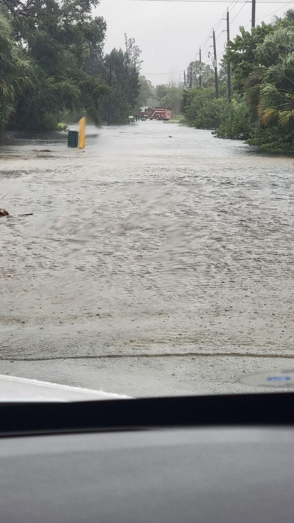 Roads are flooded in Charlotte County due to Tropical Storm Debby.