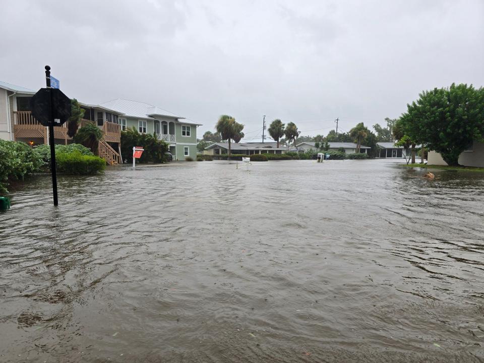 Roads are flooded in Charlotte County due to Tropical Storm Debby.