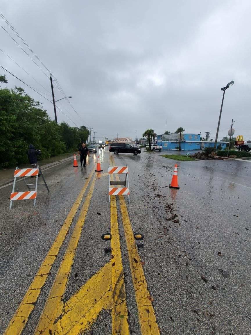 North Beach Road is closed at the Sarasota County line.