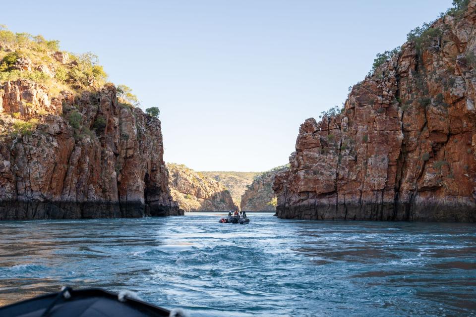 A Zodiac boat at the Horizontal Falls.