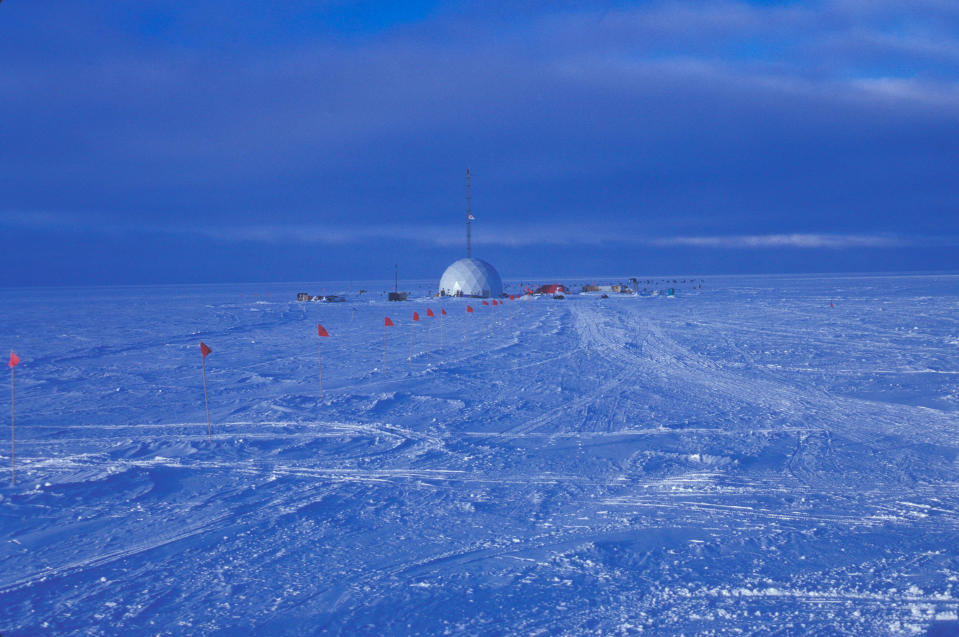 Drill dome and camp for GISP2, in Summit Greenland. / Credit: Christine Massey