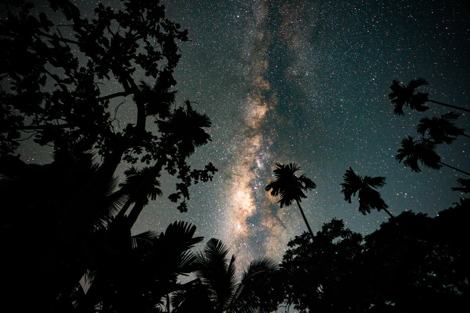 The Milky Way was seen in the sky on Aug. 14, 2023, over Ratnapura, Sri Lanka. 