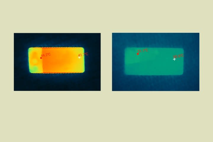 Thermal imaging of OnePlus Nord 4 after gaming.