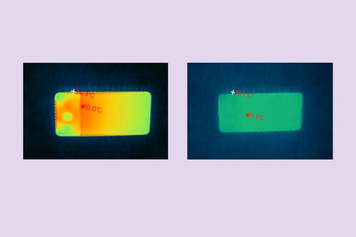 Thermal imaging of OnePlus Nord 4 after gaming.