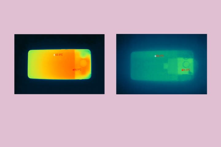 Thermal imaging of OnePlus Nord 4 after gaming.