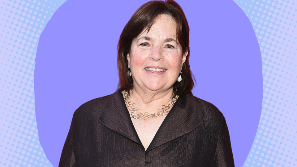 Ina Garten on a purple background