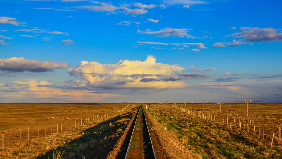 Wide open spaces await travelers who climb aboard the Trans-Mongolian Railway. - Sirio Carnevalino/Alamy Stock Photo