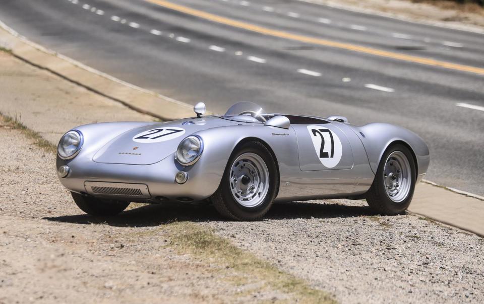 A 1955 Porsche 550 Spyder on offer from Gooding and Company, estimated to sell for $3.5 - $4.25 million at auction.