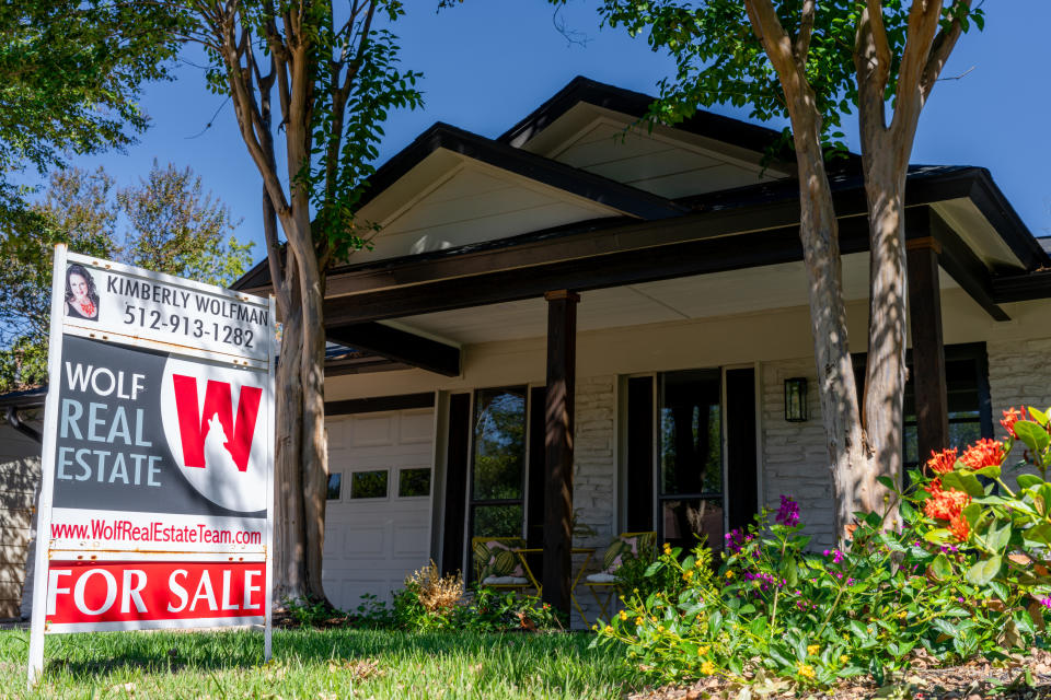 AUSTIN, TEXAS - OCTOBER 16: A home available for sale is shown on October 16, 2023 in Austin, Texas. Home sales have slowed as the cost of borrowing has increased and the country continues seeing record-high mortgage rates. (Photo by Brandon Bell/Getty Images)