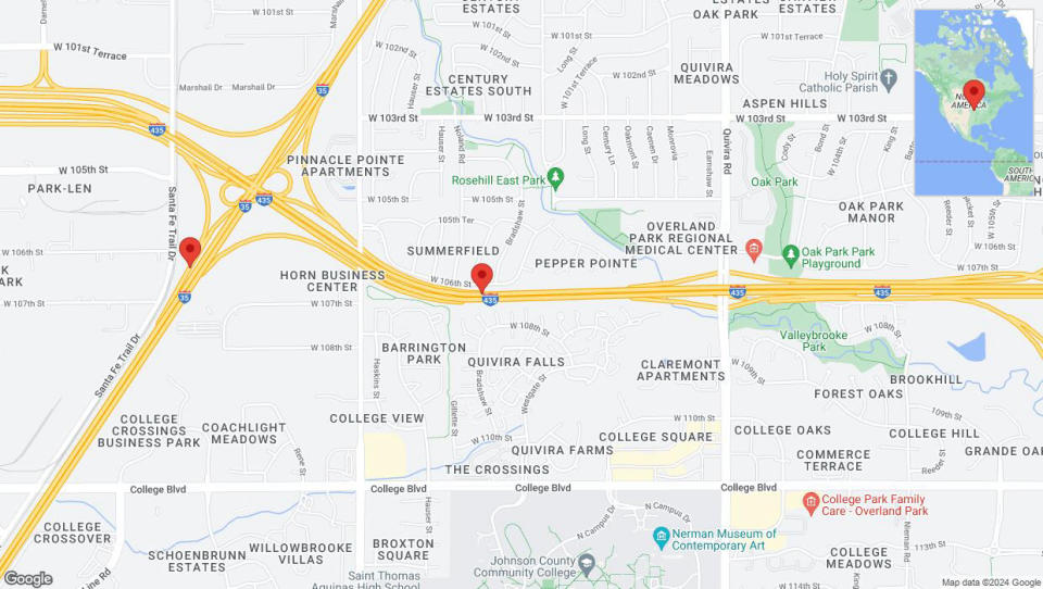 A detailed map that shows the affected road due to 'Lenexa: US-50 West closed' on August 17th at 10:14 p.m.