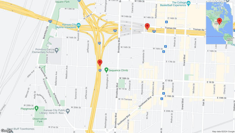 A detailed map that shows the affected road due to 'Crash report: West 17 Street' on August 17th at 9:56 p.m.