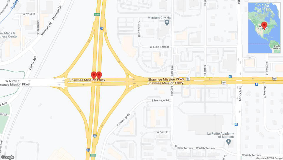 A detailed map that shows the affected road due to 'Warning in Mission: Crash reported' on August 17th at 12:14 p.m.