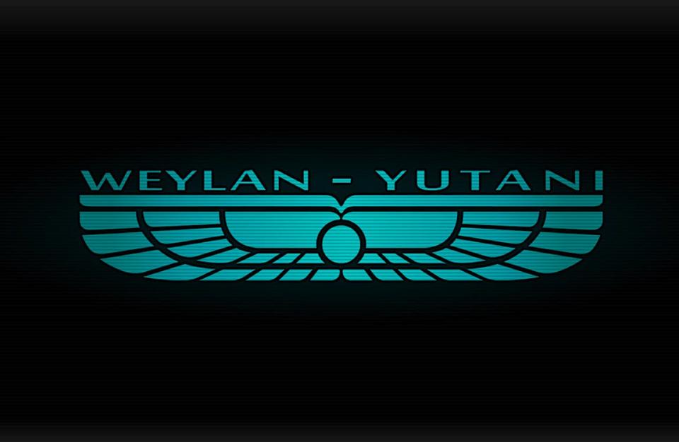 A corporate logo in green spelling out Weylan-Yutani