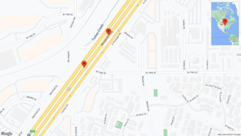 A detailed map that shows the affected road due to 'Crash report: I-35' on August 21st at 5:23 p.m.