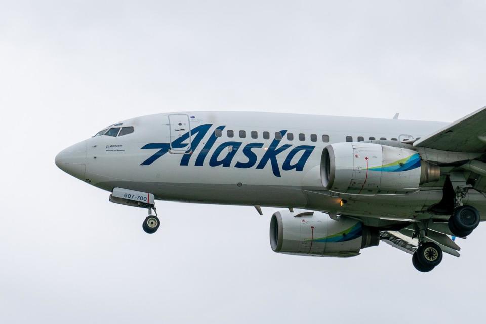 PHOTO: An Alaska Airlines takes off from Anchorage Ted Stevens International Airport in Anchorage, Alaska, July 2, 2024.  (Hasan Akbas/Anadolu via Getty Images)