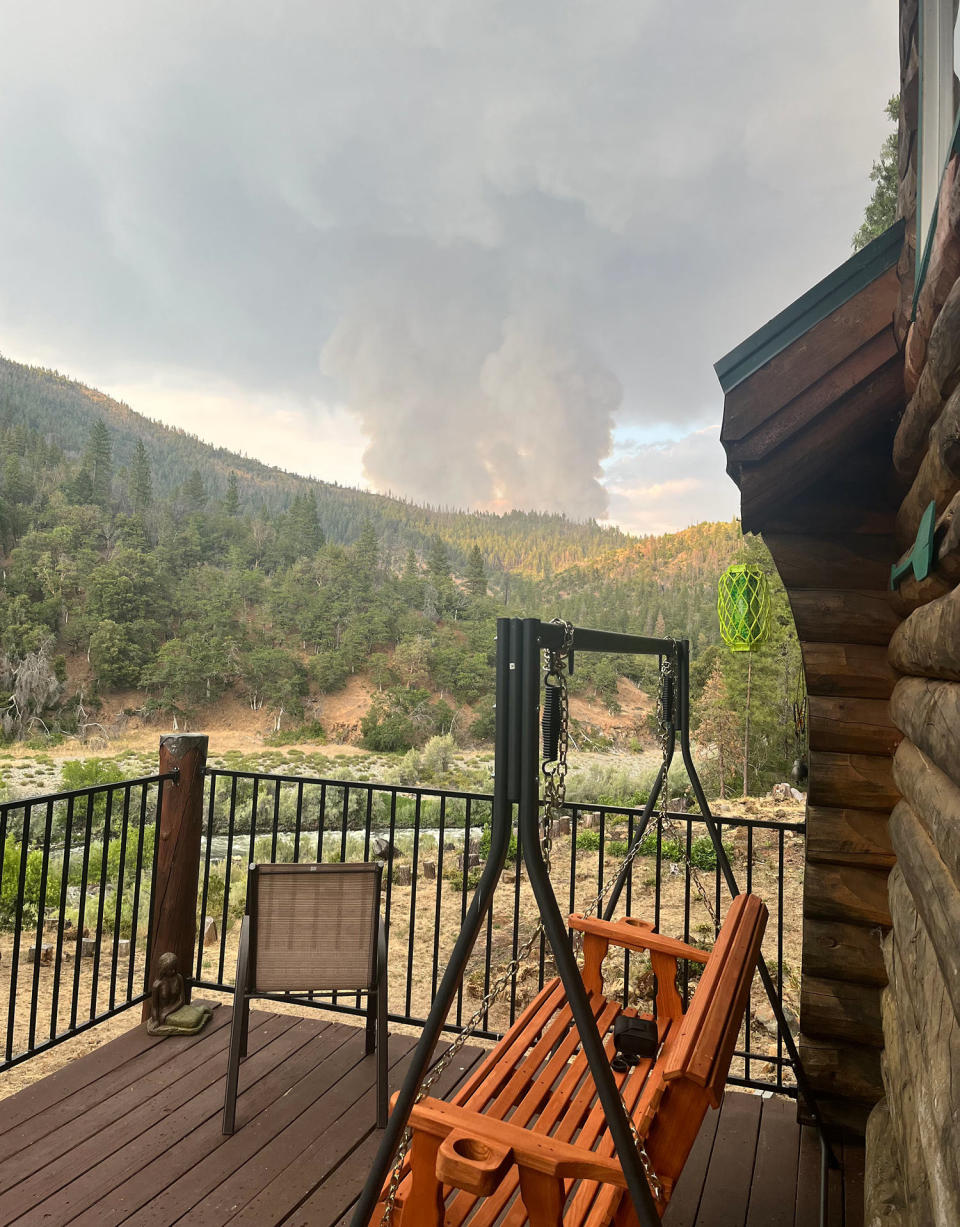 Smoke from the 2023 Head Fire is seen from Becky Wade and Jeff McCabe's deck.  (Courtesy Becky Wade)