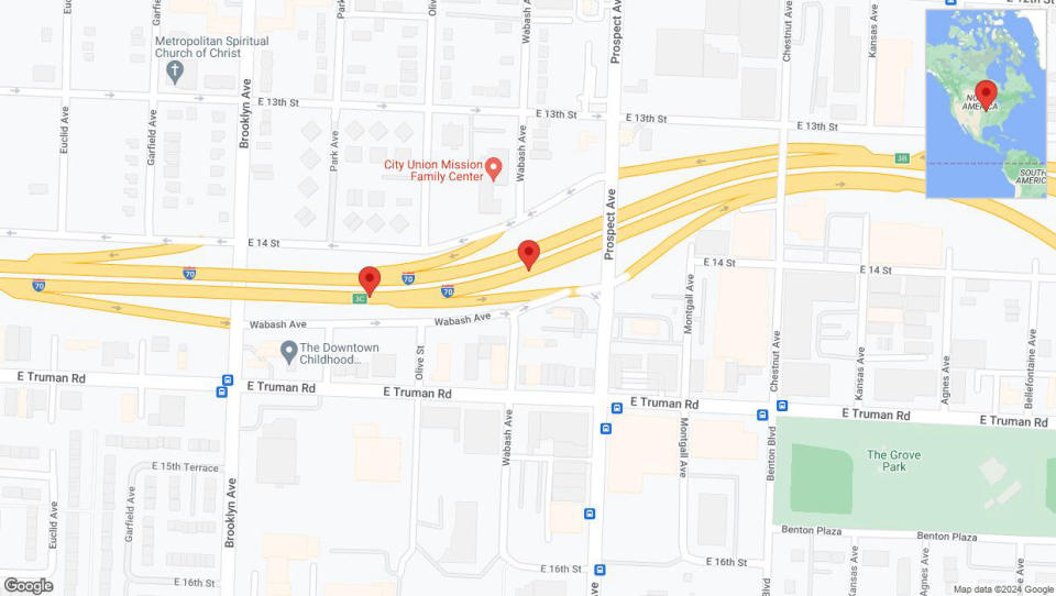 A detailed map that shows the affected road due to 'Crash update: I-70' on August 25th at 3:49 p.m.