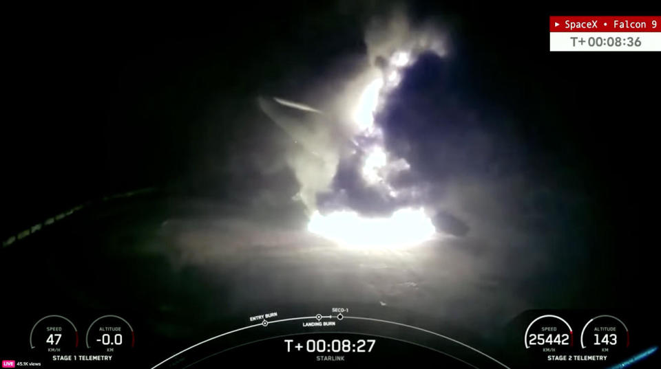 The rocket then toppled over into the Atlantic Ocean. / Credit: SpaceX