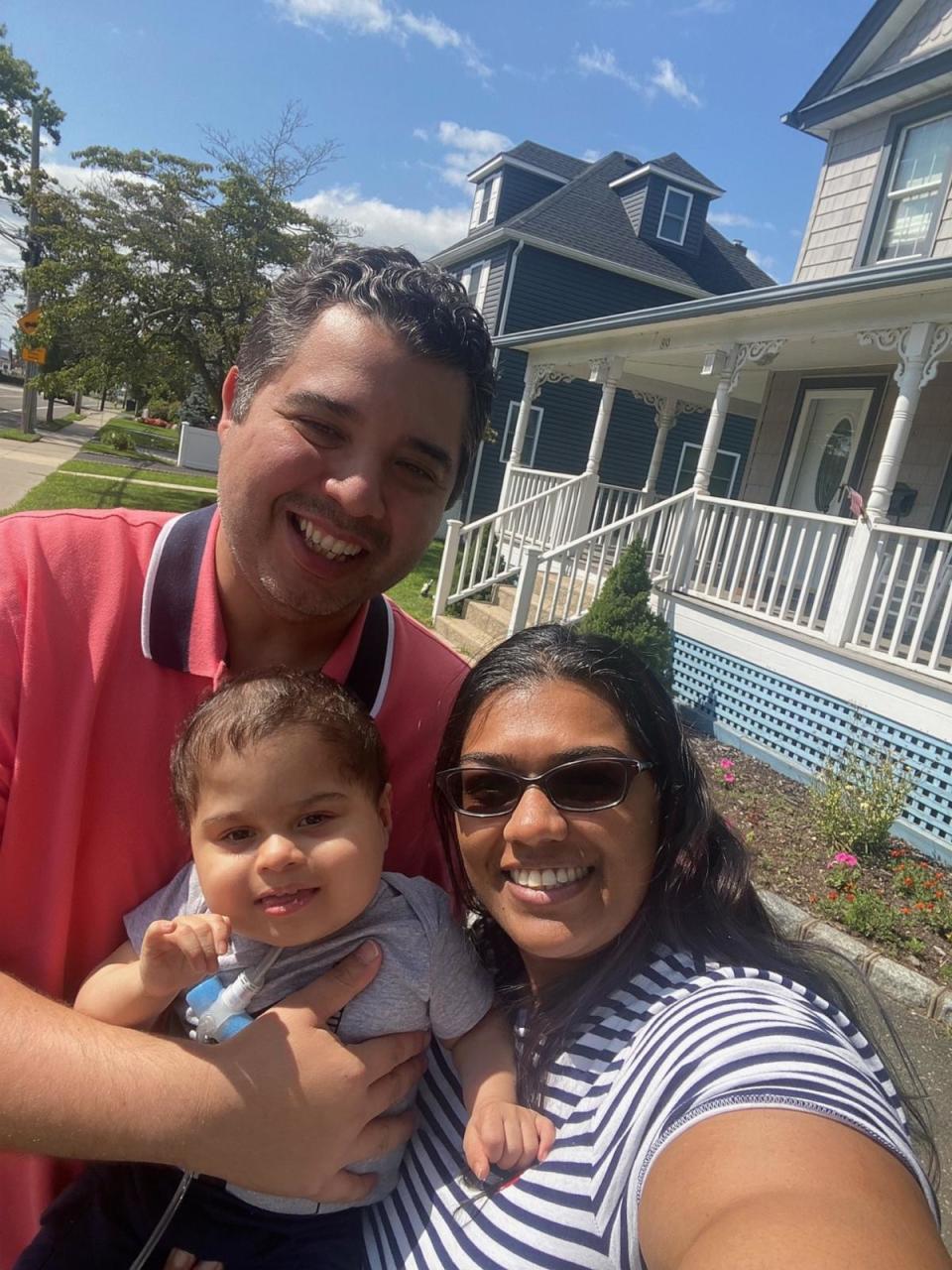 PHOTO: The Flores family smile for a photo after two-year-old Nathaniel was discharged from Blythedale Children’s Hospital in Valhalla, New York. (Courtesy of Sandya Flores)