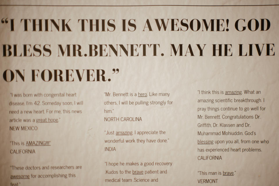 Text reading "I think this is awesome! God bless Mr. Bennett. May he live on forever." (Rosem Morton for NBC News)