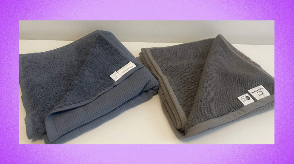 Boll & Branch, left, vs. Cozy Earth Waffle Towel