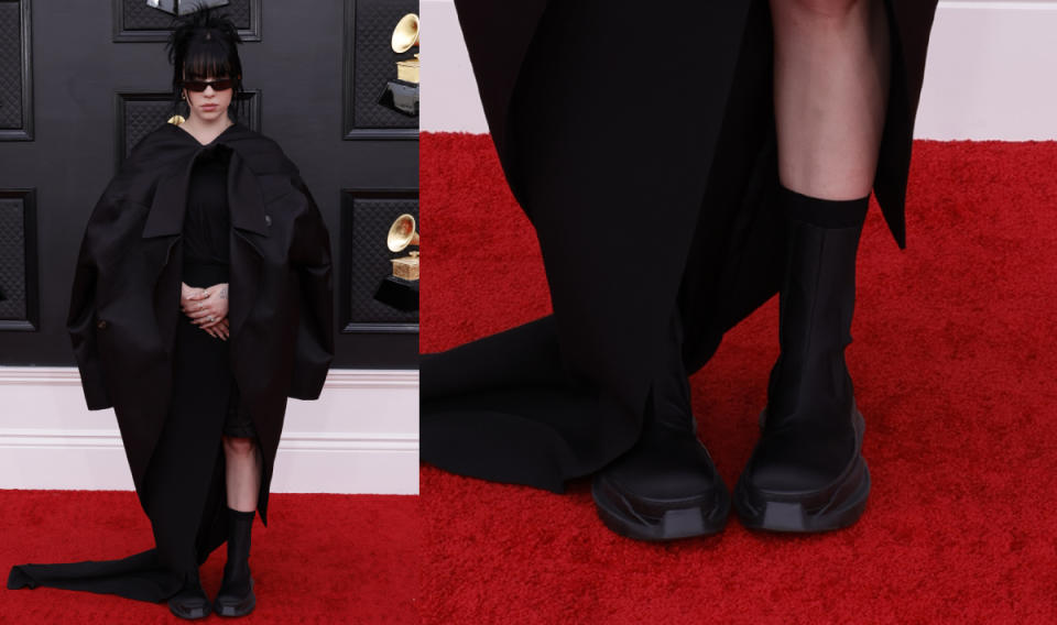 Billie Eilish, Grammys 2022, rick owens, boots, 