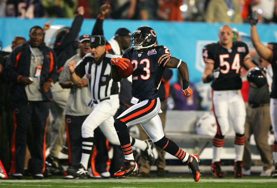 Devin Hester returning the opening kickoff of Super Bowl XLI for a touchdown remains one of the enduring highlights in Super Bowl history. (Photo by Jed Jacobsohn/Getty Images)