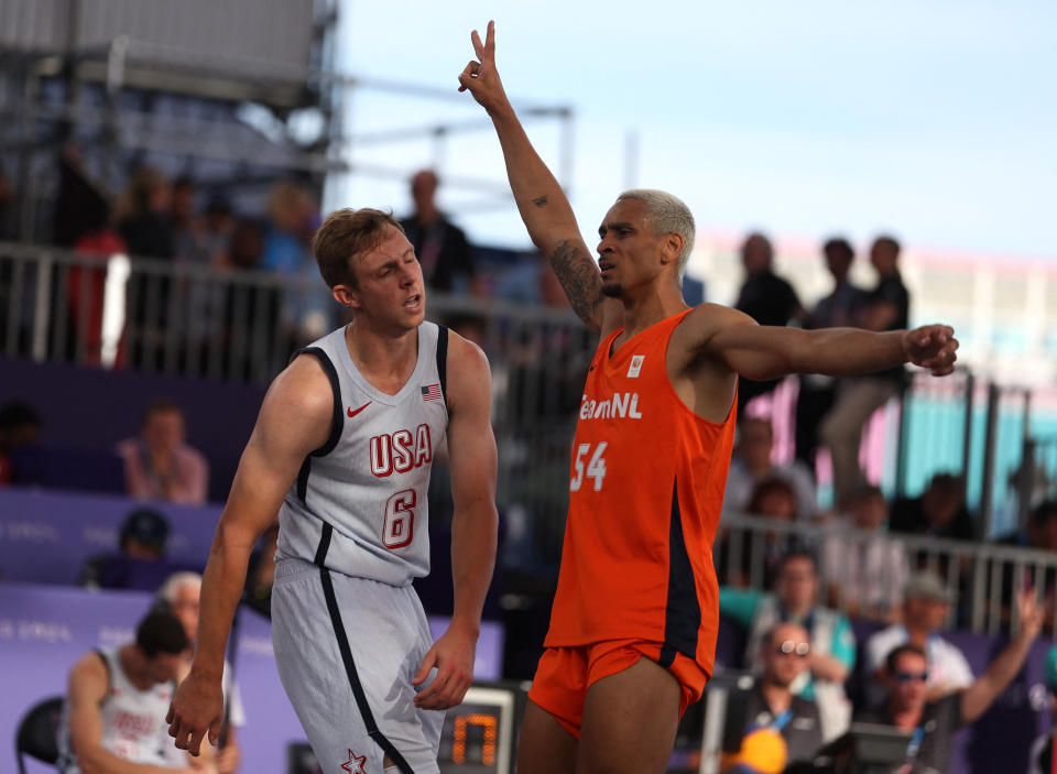 Canyon Barry and the rest of the Team USA 3x3 team have faced uphill challenges in Paris. (REUTERS/Pilar Olivares)