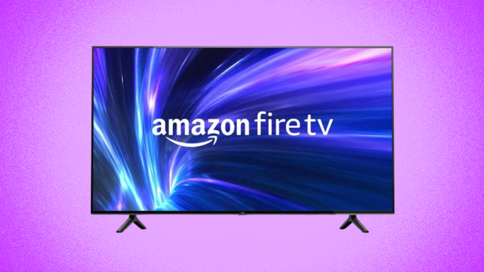 Amazon Fire TV against purple background